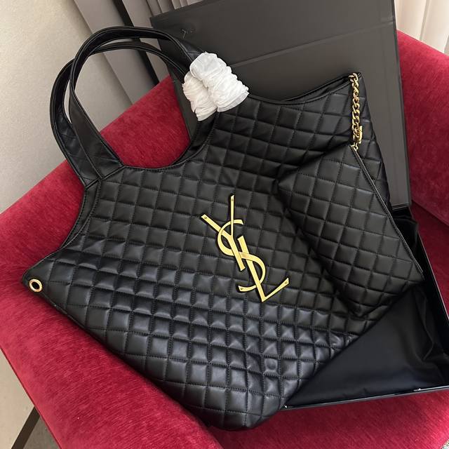 礼盒包装 超大logo Ysl Gaby绗缝纹路购物袋大tote 感觉太温柔了简直随意搭配都出彩#Ysi 尺寸35Cm