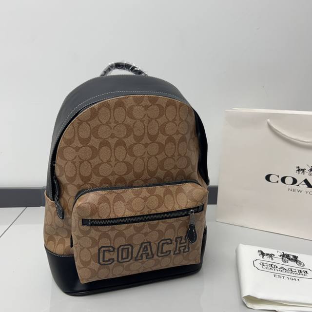 无盒 新款 Coach 蔻驰 印花双肩包west 35 经典老花 进口原厂面料 高清五金logo标志 顺滑拉链 油边超平滑 做工精致每个细节到位 旅行必备款式