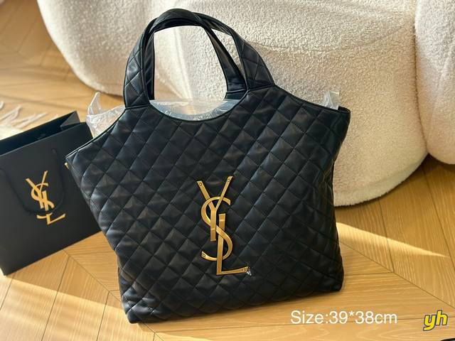 超大logo Ysl Gaby绗缝纹路购物袋 大tote感觉太温柔了简直 随意搭配都出彩#Ysi 39*38Cm