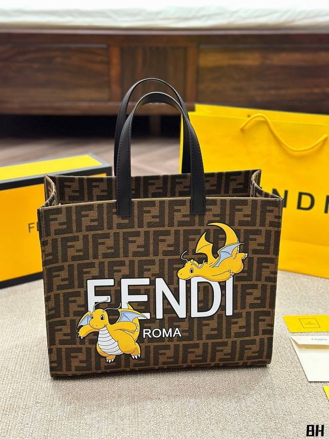 原版布 Fendi X 藤原浩fragment X Pokemon 三方眹名犮年系列 尺寸 35 30Cm F家 Fendi Peekabo 购物袋 经典的to