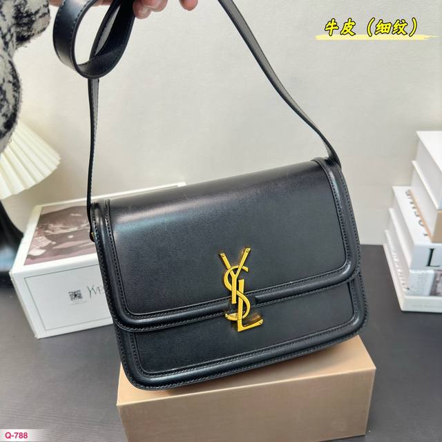 免税店全套包装 原单ysl豆腐包 细纹牛皮 圣罗兰it Bag_必火爆款 Ysl Solferino 手感及皮面的柔韧度都非常好 全新设计的 L 字母上下对半开