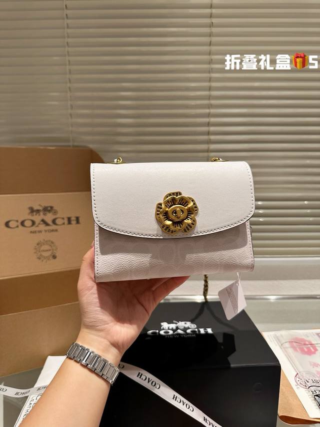 原单品质 小号 原版k金 “专柜折叠礼盒包装” 原单牛皮品质 Coach 蔻驰* Parker 山茶花新款 -百搭神器 原单面料 皮质超级柔软 手感超好 小包包