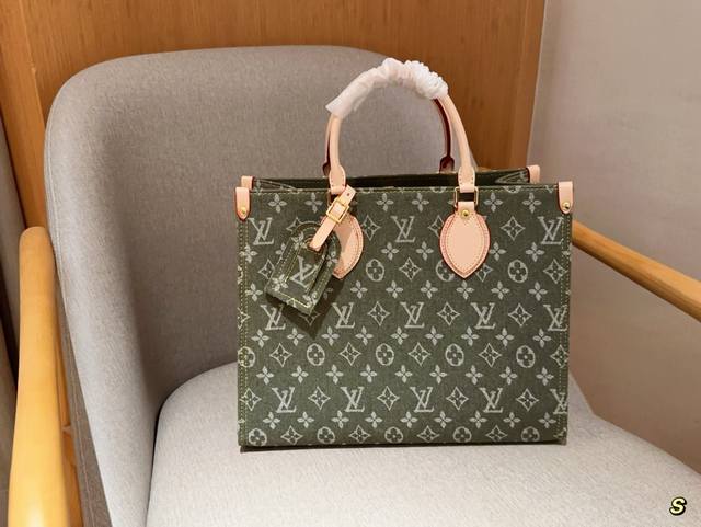 Lv 路易威登 丹宁牛仔布 Onthego Lv Tote 丛林包 尺寸35×28×14 礼盒包装