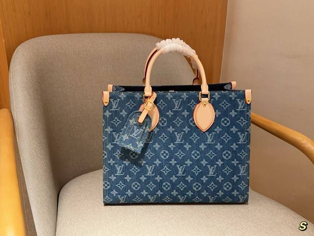 Lv 路易威登 丹宁牛仔布 Onthego Lv Tote 丛林包 尺寸35×28×14 礼盒包装