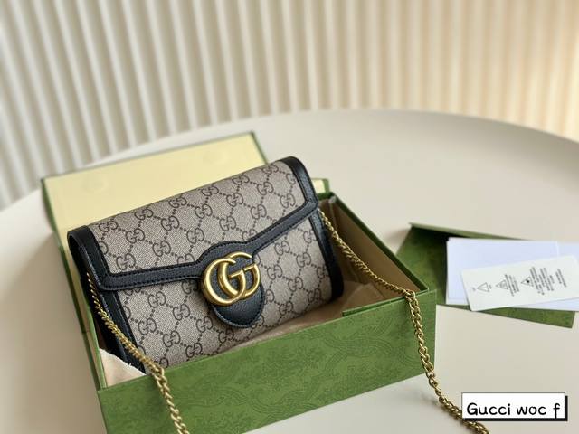 折叠盒 Gucci Woc 新面料 链条可拆卸 特别适合春夏 尺寸20*14Cm