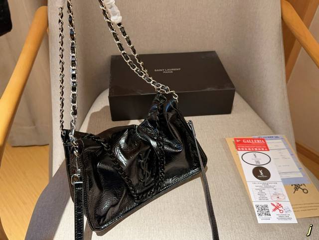 圣罗兰ysl 油蜡皮hobo腋下包链条包 尺寸26Cm 礼盒包装