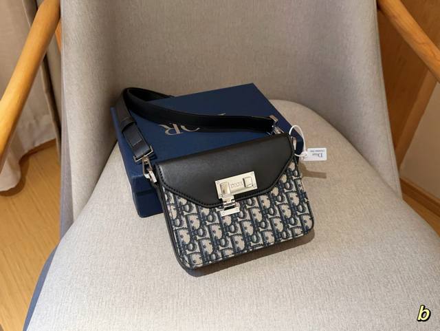 Dior 迪奥 Oblique印花帆布 Lock 信使差包 单肩斜挎 尺寸19C×14×4 礼盒包装