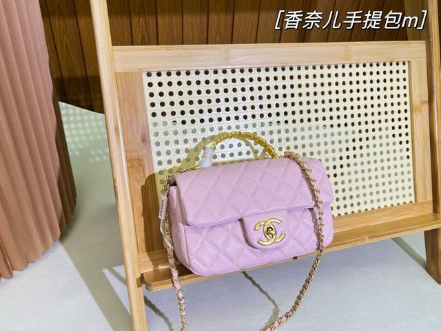 密封礼盒包装 CHANEL香奈儿 新品钻手提方胖子 经典菱形格羊皮面料 尺寸:20*13cm