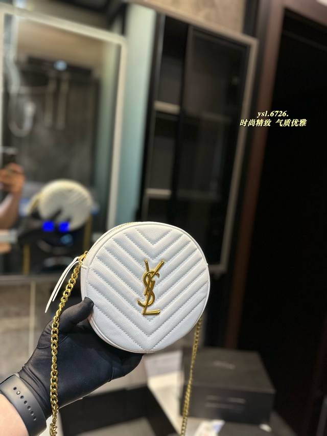 礼盒包装 Ysl 梦幻圆饼包包 圣罗兰包包Saint Laurent&SLP正品购入打版，牛皮皮质，全套对版五金. 包型精致，实用袋口YSL金属扣五金完美无暇