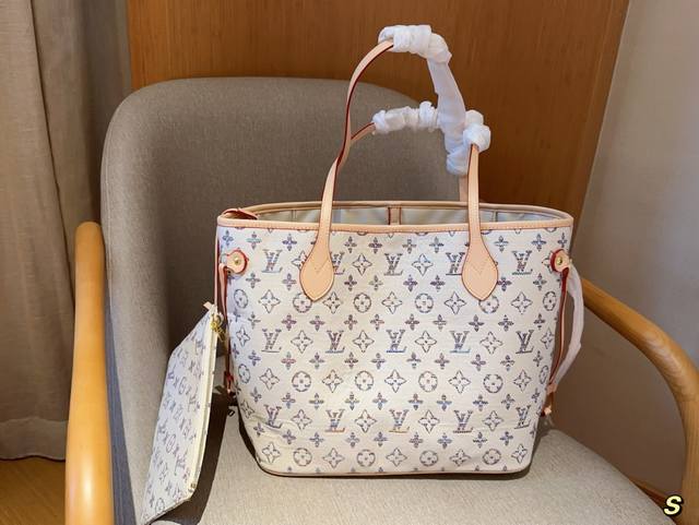 LV 路易威登 航海系列丹宁布料购物袋 Neverfull 尺寸32cm 礼盒包装