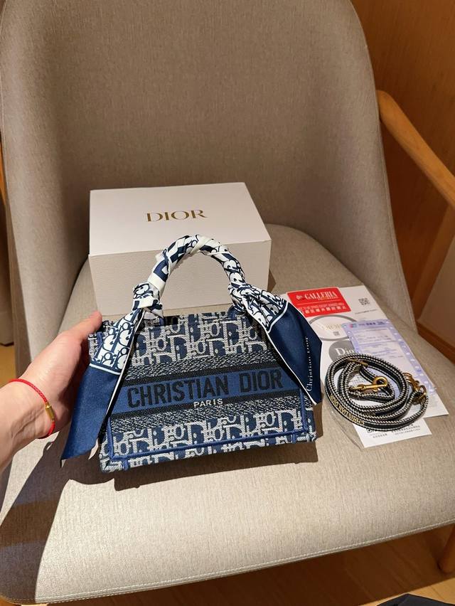 配送丝巾 迪奥dior Tote book 最新布料字母mini tote托特包 绝美的梦中情包 尺寸21cm 礼盒包装