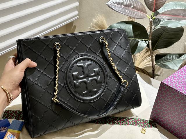 牛皮版本 折叠礼盒 TORY BURCH 托里伯奇 Tote 2024新品购物袋手提斜挎单肩多用 定制面料Logo五金原版一比一品质 炒鸡百搭实用的一款 喜欢的