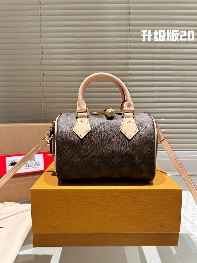 LV 路易威登NANO SPEEDY新款经典枕头包单肩斜挎女包 尺寸20cm 折叠盒包装