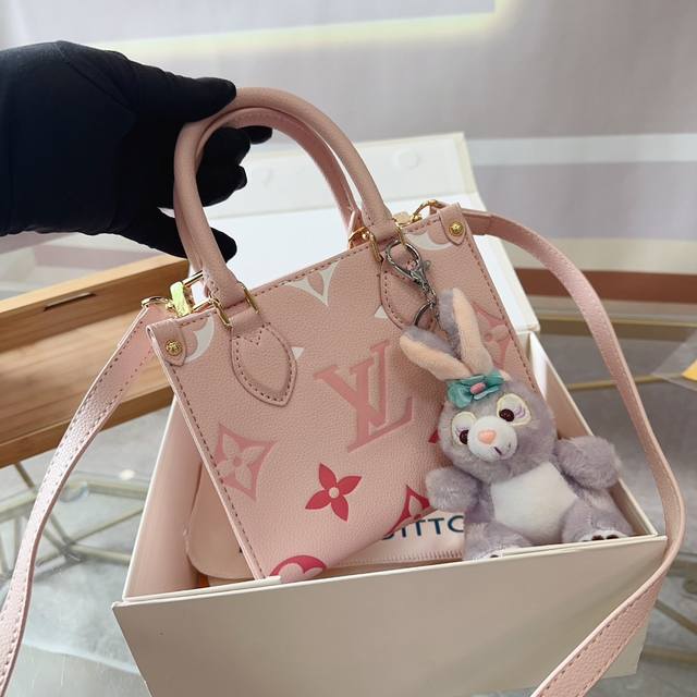 牛皮版本 配挂件 折叠礼盒 LV Onthego 18cm 压字 丛林包 时尚托特包 大象灰 原单品质 Lv A B面喷绘 onthego妈咪袋 性价比之王这是