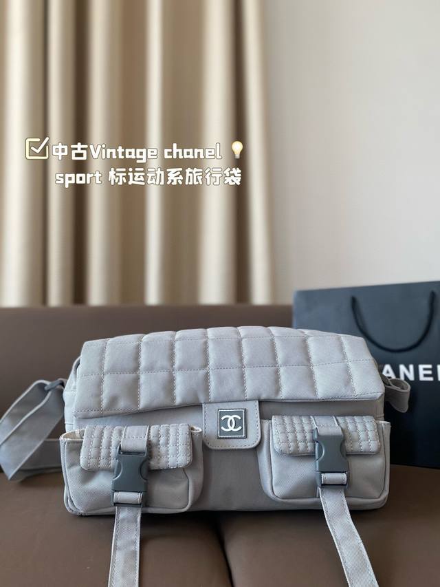 中古Vintage chanel sPort 标运动系旅行袋单肩中古包 35 25cm