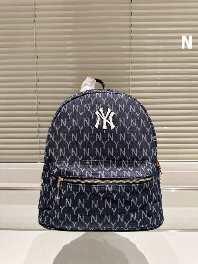 MLB NY帆布双肩包 单肩背包情侣休闲双肩包 洋基队 老花书包 尺寸25 33cm