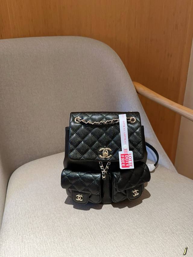 香奈儿chanel 中古vintage 23P双肩书包 Duma青蛙双肩包 尺寸19×24×10 礼盒包装