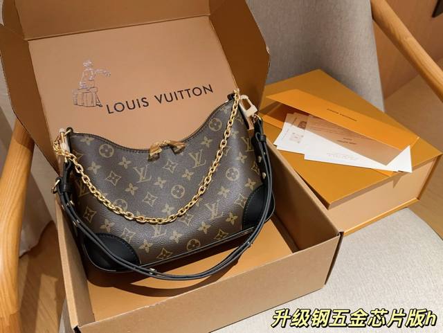 升级钢五金芯片版 Lv 路易威登 Boulogne牛角包蜜蜡黄皮 看细节品质 尺寸29×16 礼盒包装飞机箱