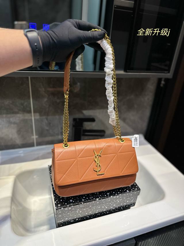 礼盒包装 Ysl圣罗兰万年经典爆款出击 头层原版牛皮纹，Saint Laurent 前翻盖手袋，高档五金流苏装饰可斜挎或对折挎j尺寸25Cm