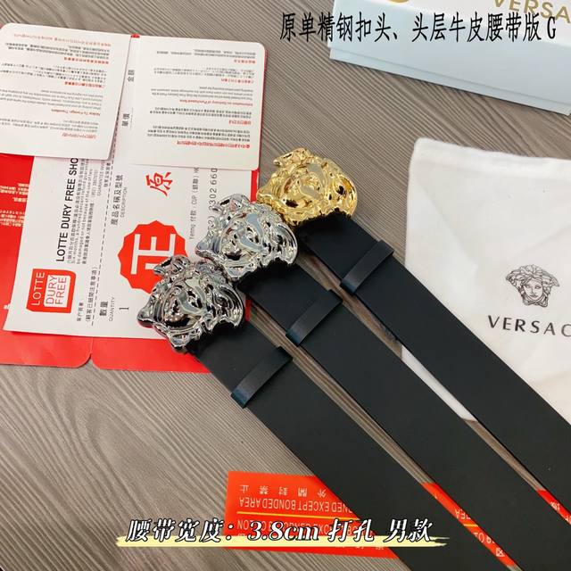 范思v家 原单新品 带身采用雙面意大利進口原廠牛皮纹 非市场普通版本 黑色经典配色 百搭适合各种场合 扣头精品设计注意细节 宽度3.8Cm