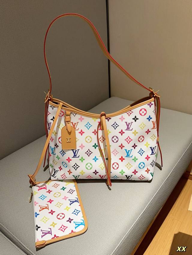 Lv 路易威登carryall 购物袋白彩 黄皮尺寸31×21礼盒包装飞机箱