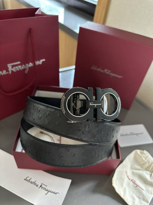 全套包装礼盒手提袋小票原单正品 菲拉格慕 Salvatore Ferragamo 专柜款小牛皮腰带，双面头层 搭配官网新款经典款8字铜扣，宽度3Cm 工艺精湛、