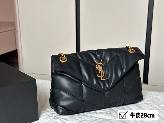 配全套包装 Size：27 19Cm Ysl 云朵包包 羊皮 Loulou Puffer 绗缝小羊皮包 犹如怀抱云朵般的感受