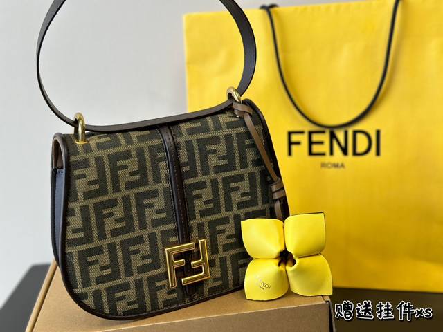 折叠盒 Fendi 芬迪23新款光滑皮革磁扣斜挎包吊饰迷你包女包单肩包翻盖包 尺寸25*20