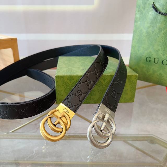 全套包装手提袋 钢扣 Gucci 2024新款 正品规划．复古扣腰带双面原版牛皮 明星同款。带身logo齐全 可与专柜对比。送礼自用首选。