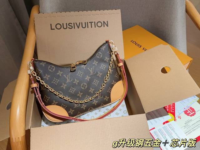 升级钢五金芯片版 Lv 路易威登 Boulogne牛角包蜜蜡黄皮 看细节品质 尺寸29×16 礼盒包装飞机箱