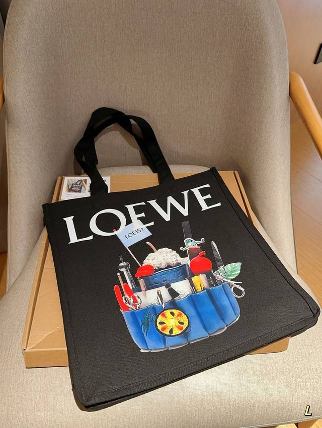 罗意威loewe 匠艺天地展览限定帆布购物袋 托特包tote 杨幂同款 尺寸38×40×13 礼盒包装