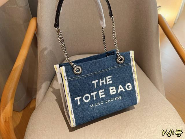 小号 无盒 Marc Jacobs Tote Mj 丹宁牛仔链条托特包 尺寸26×20×11