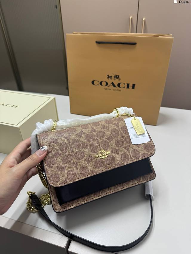 Coach 蔻驰女包新款klare翻盖链条包斜挎包风琴盒子d-304尺寸21.8.13折叠盒