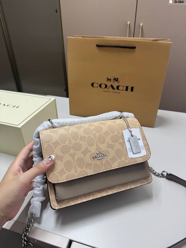 Coach 蔻驰女包新款klare翻盖链条包斜挎包风琴盒子d-304尺寸21.8.13折叠盒