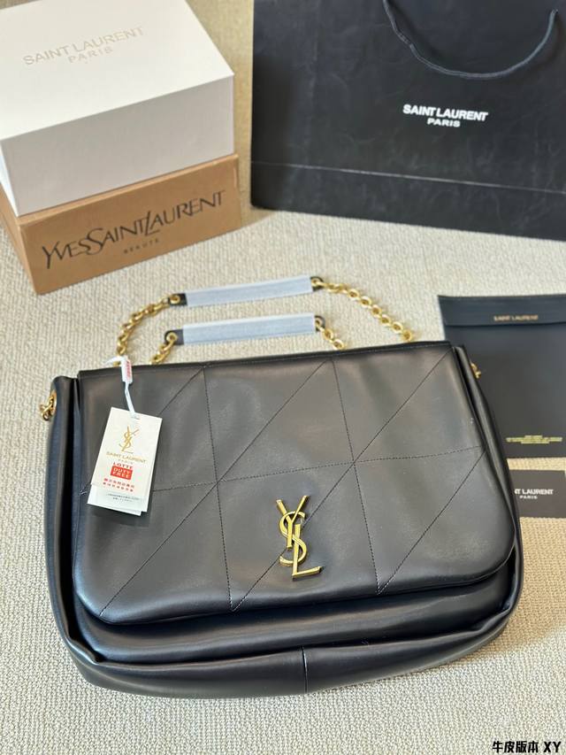 牛皮版本 Ysl Jamie绗缝纹路购物袋 大tote感觉太温柔了简直 随意搭配都出彩#Ysi 大号40 30Cm