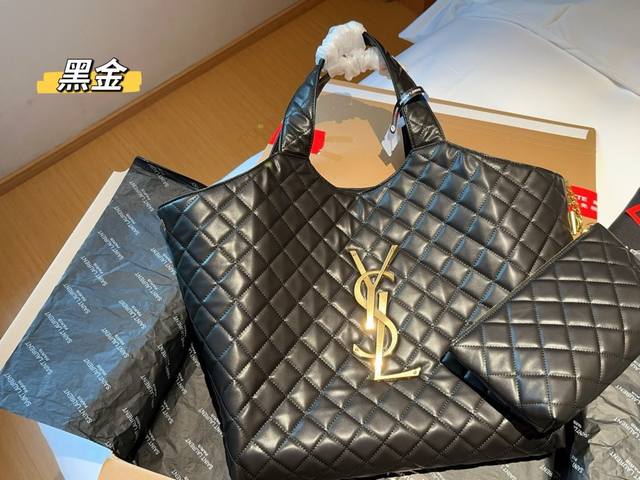 高版本 Ysl 圣罗兰 Gaby绗缝纹路购物袋金标 Tote 托特包 尺寸33*37 飞机箱包装