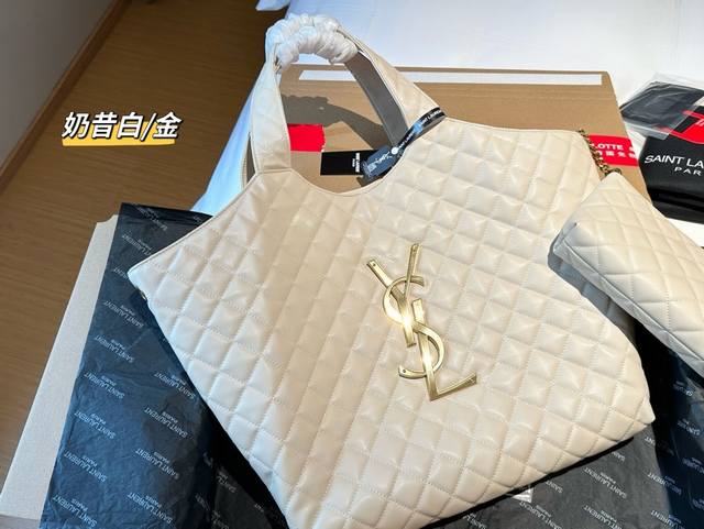 高版本 Ysl 圣罗兰 Gaby绗缝纹路购物袋金标 Tote 托特包 尺寸33*37 飞机箱包装