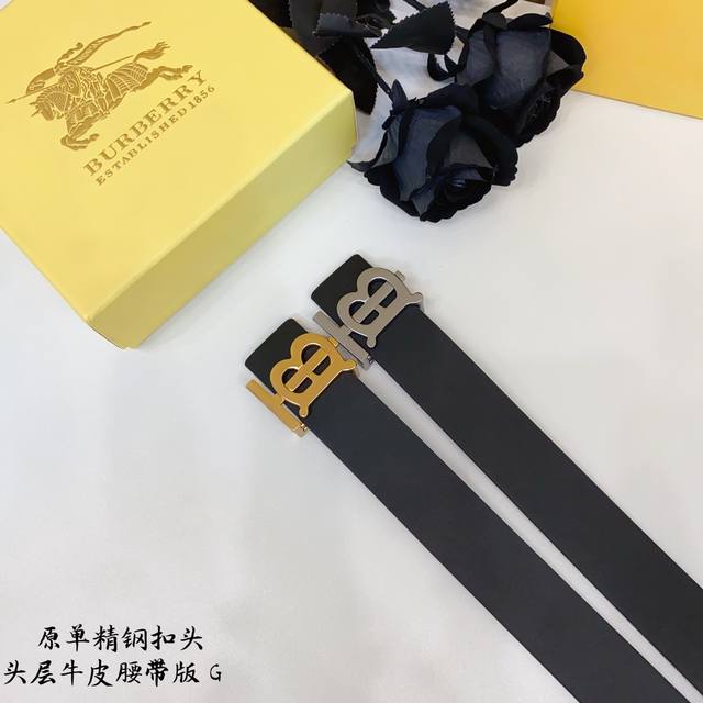 巴宝b家 原单新品 带身采用雙面意大利進口原廠牛皮纹 非市场普通版本 黑色经典配色 百搭适合各种场合 扣头精品设计注意细节 宽度3.8Cm