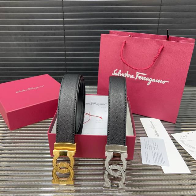 Ferragamo 菲拉格慕 钢扣牛皮腰带 男士经典款皮带 多色可选 时装搭配必备款 优质扣头 采用原厂牛皮带身 高品质全套包装 礼盒 礼袋 小票