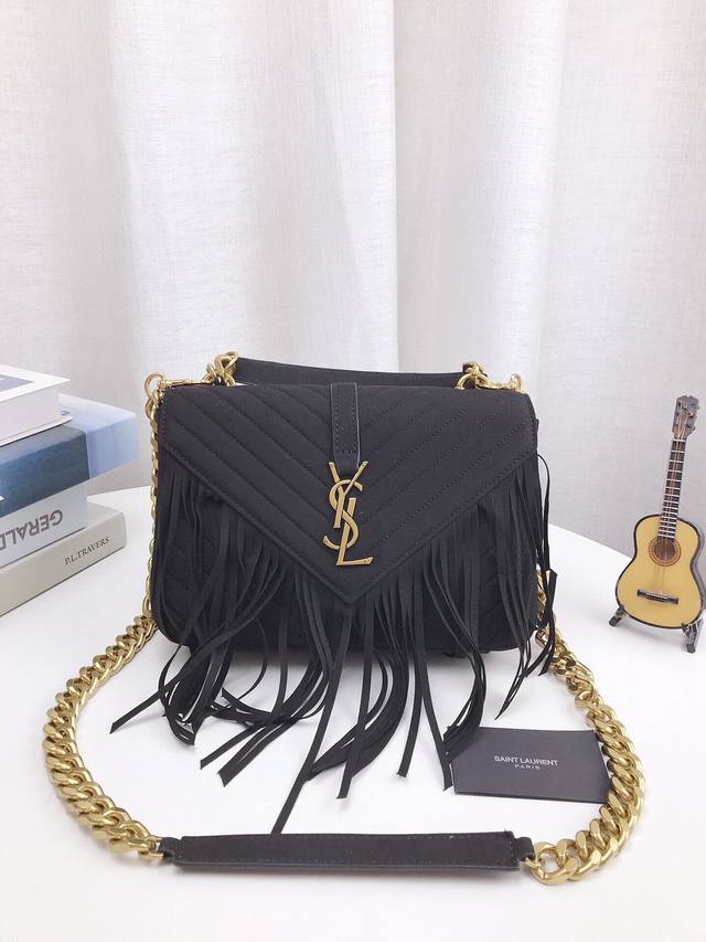 折叠飞机礼盒包装 Ysl 磨砂皮流苏链条包 邮差包 Kate Chain And Tassel Bag In Textured Leather 最新最佳最实用的