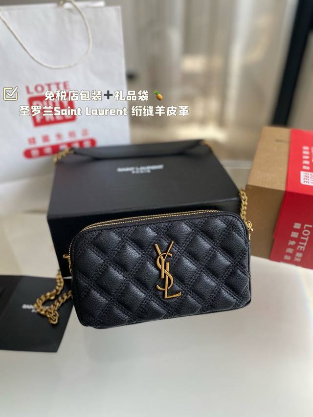 复刻版 Ysl 圣罗兰 女士gaby黑色绗缝羊皮革拉链手拿包链条包单肩包 Becky 双拉链手拿包 大气经典又百搭！ 双拉链设计，方便分类收纳，尺寸足以容纳各种