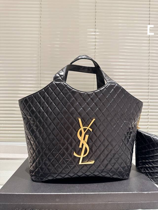 Ysl Gaby绗缝纹路购物袋 大tote感觉太温柔了简直 随意搭配都出彩#Ysi 大号35 32Cm