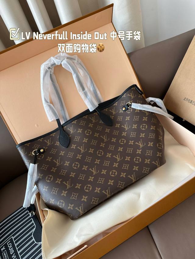 牛皮版本 刚五金 变码芯片 Neverfull Inside Out 中号手袋 M12061 全钢五金学1 Neverfull Inside Out 中号手袋以