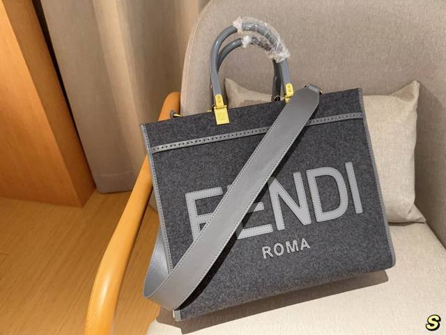 无盒 芬迪fendi 毛呢面料购物袋托特包tote 尺寸35×30