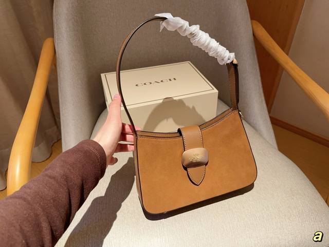 Coach 蔻驰 Eliza Flap Crossbody 磨砂麂皮绒翻毛皮腋下包单肩包 尺寸24×16×6 礼盒包装