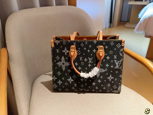 Lv 路易威登 丹宁牛仔布 Onthego Lv Tote 丛林包 尺寸35×28×14 礼盒包装