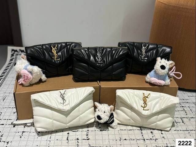 小号 挂件15 Ysl 圣罗兰 女士puffer绗缝小羊皮 全套折叠盒包装今年最值得买的秋冬包包ysl软糯的云朵包 杨幂款ysl软糯的云朵包 Loulou 包评