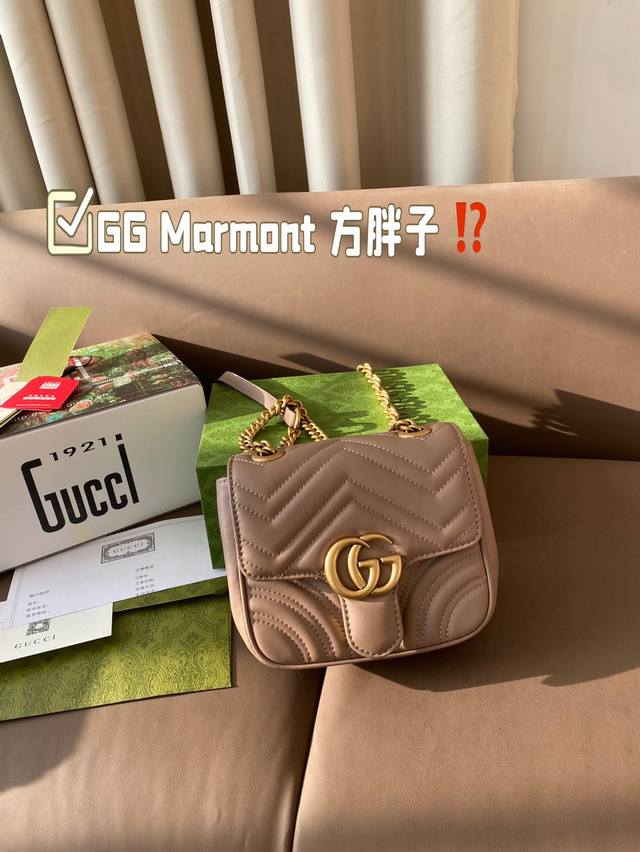 复刻版 Size：18*14Cm Gg Marmont 方胖子 Gucci新款小可爱震撼来袭 宝宝们 绝对绝对的下一个爆款！