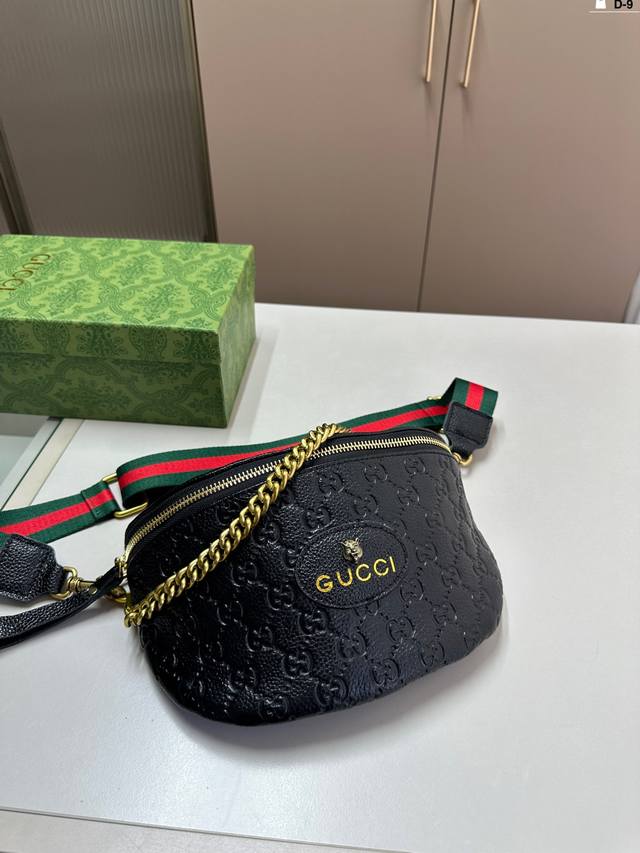 牛皮 Gucci酷奇腰包胸包 经典时尚 人手必备 四季款 超百搭 D-9尺寸24×15配盒