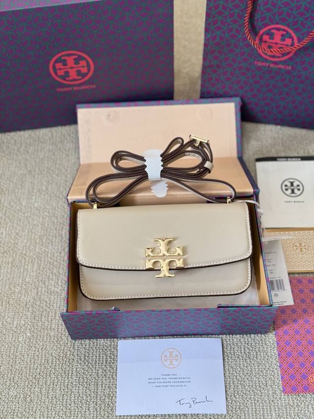 牛皮版本 原单品质 Tory burch Eleanor 横版女士单肩包 TB汤柏丽琦 新款老花斜挎风琴包双T单肩小方包 肉眼可见的高级感质感 ！！可单肩向斜挎